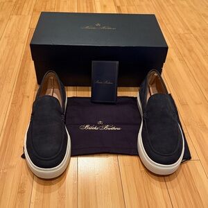 Brooks Brothers Men's Navy Hampton Slip-On Suede Sneakers  Brand New